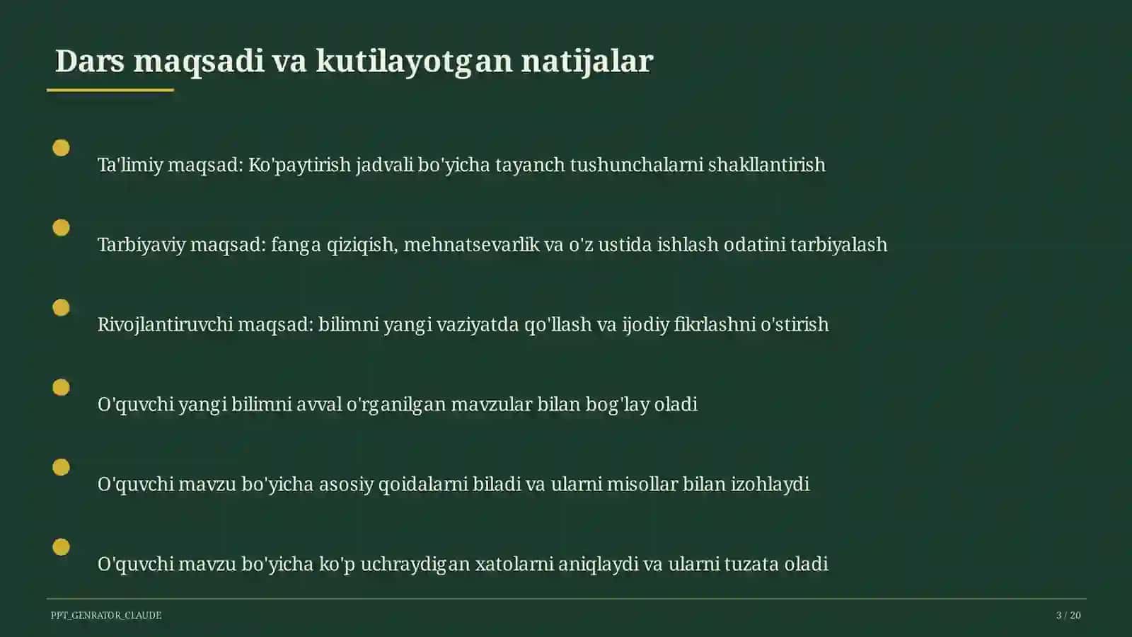 Ko'paytirish jadvali (2-sinf) 3