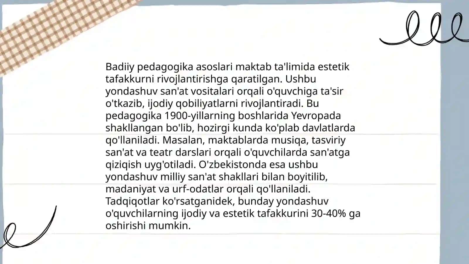 Badiiy pedagogikaning qo'llanish usullari 3