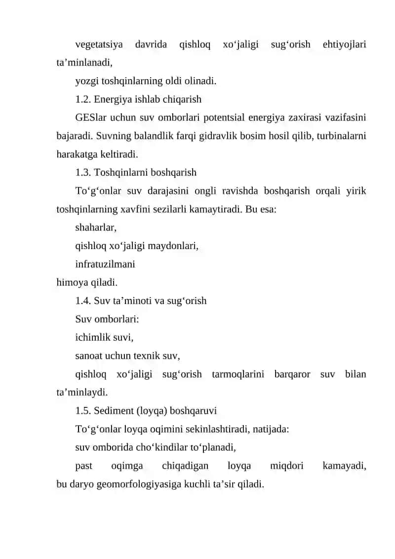 Suv Omborlarining Qurilishi Natijasida Loyqa Oqiziqar Rejimining O‘zgarishi va Uning Quyi Oqimiga Ta’siri 3