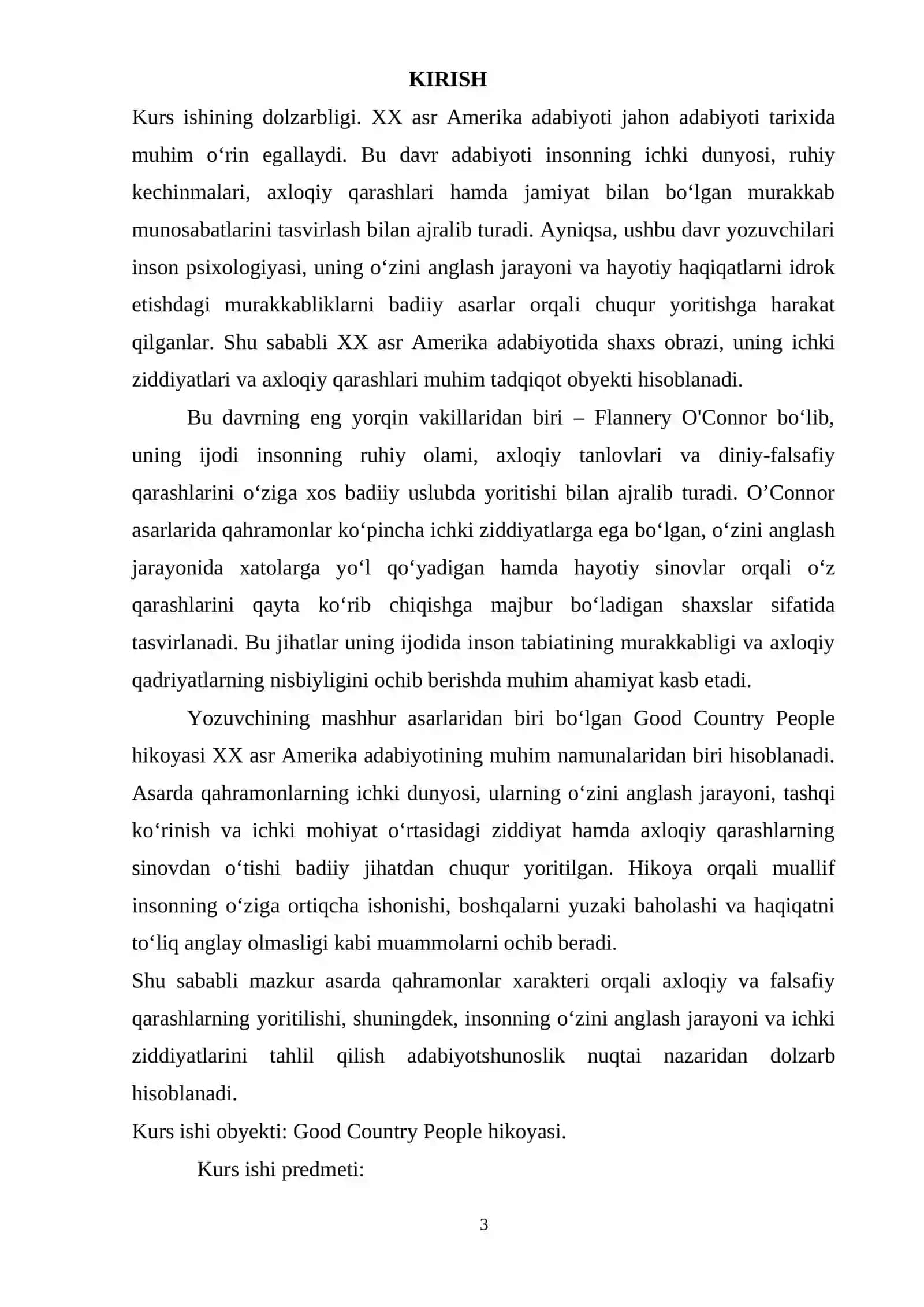 FLANNERI O’KONNORNING “GOOD COUNTRY PEOPLE” HIKOYASIDA KINOYA VA AXLOQIY QARASHLAR 3