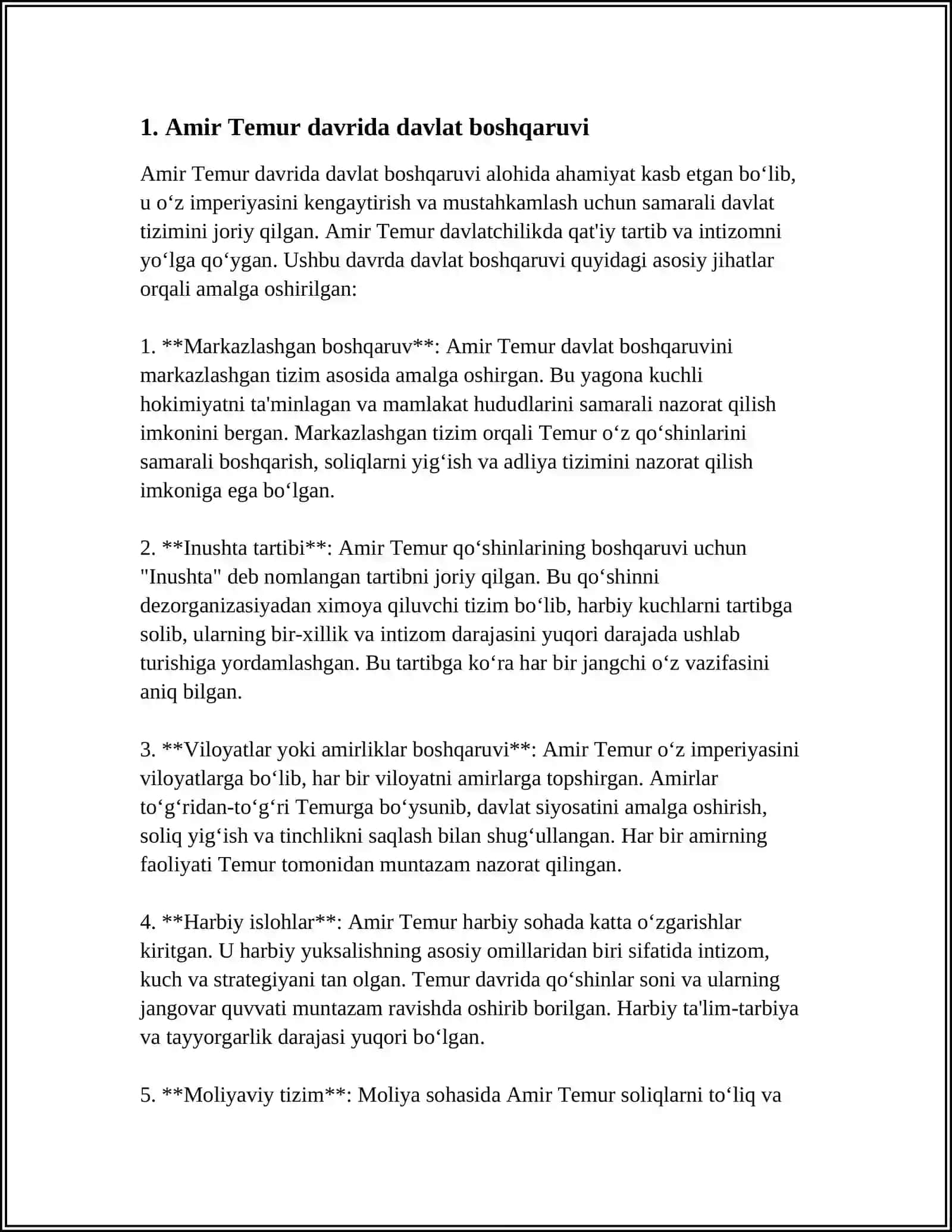 MUSTAQIL ISH Mavzu: AMIR TEMUR BUYUK DAVLAT ARBOBI. MIRZO ULUGʻBEK DAVLAT ARBOBI VA BUYUK OLTIN 3