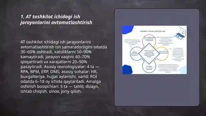 Axborot texnologiyasi (AT) ning tashkilotlar ish uslubiga taʼsiri. Mikroprotsessorli uy qurilmalari. 3