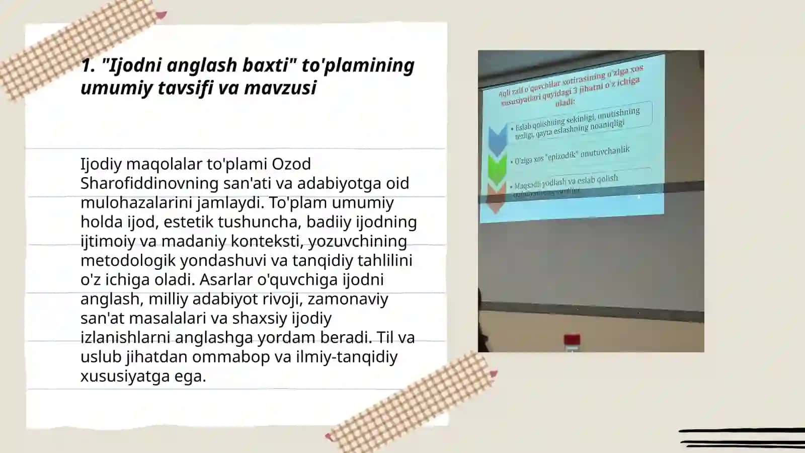 Ijodni anglash baxti 3