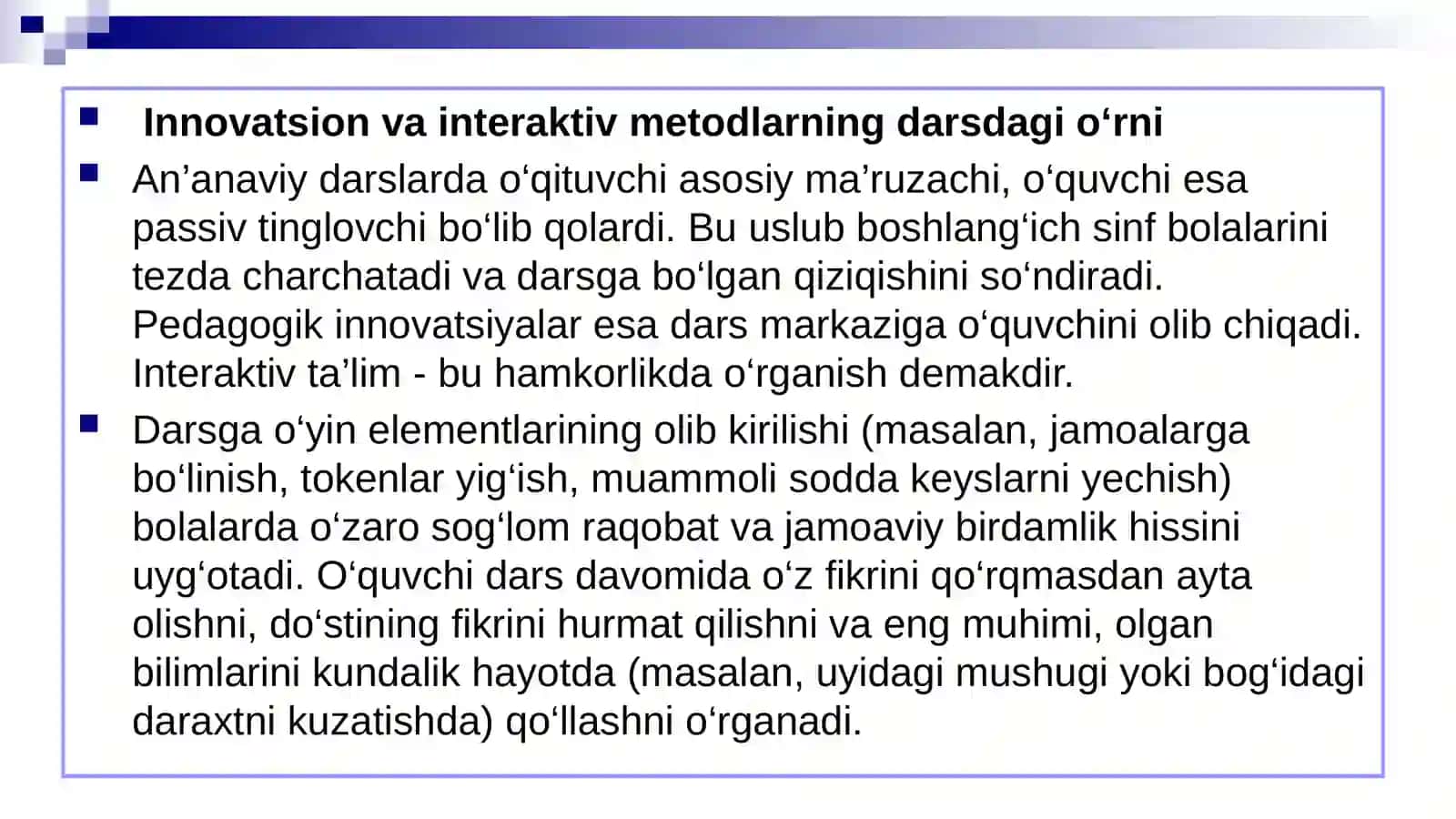 Oʻsimliklar va hayvonlarning mavsumga bogʻliqligi” mavzusida innovatsion metodlardan foydalanish mikro darsi 3