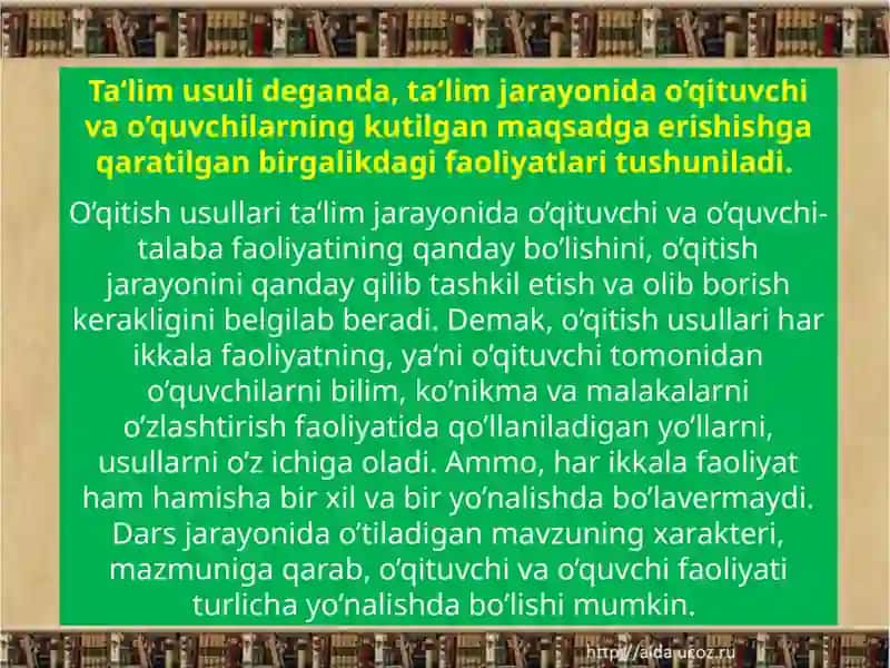 Ta‘lim usullari–ta’limtexnologiyasitarkibi 3