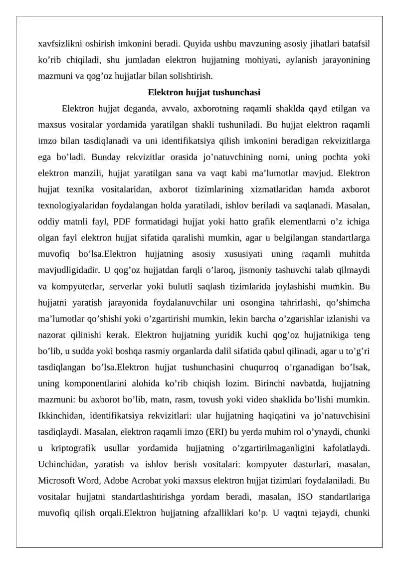 Elektron hujjatlar aylanishi to’g’risidagi qonunning mazmun-mohiyatini o’rganish 3