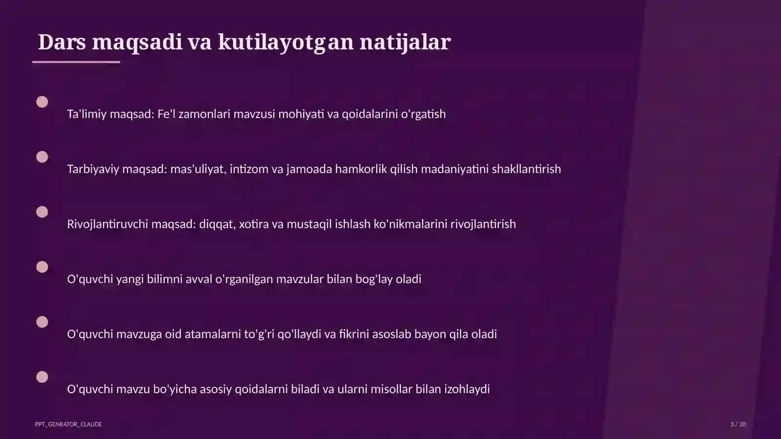 Fe'l zamonlari (4-sinf) 3