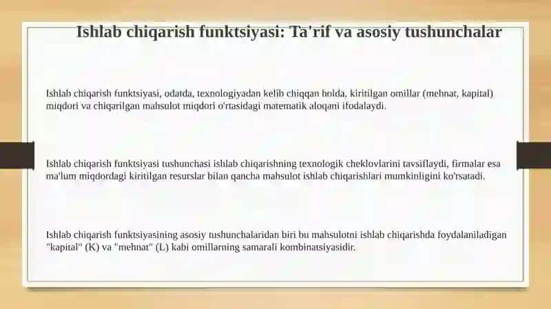 Ishlab chiqarish funktsiyasi 3