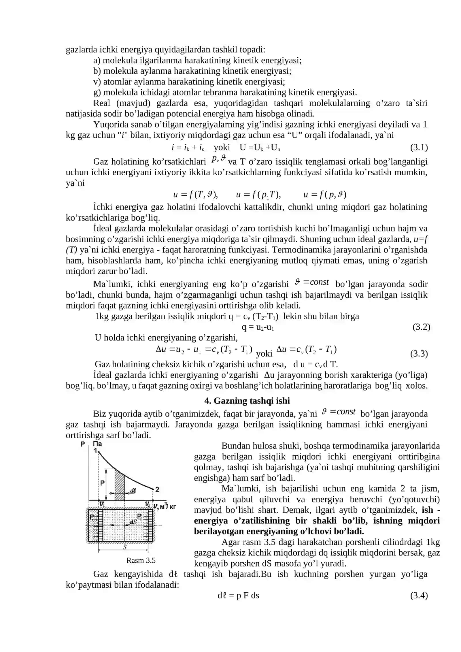 Termodinamikaning birinchi qonuni 3