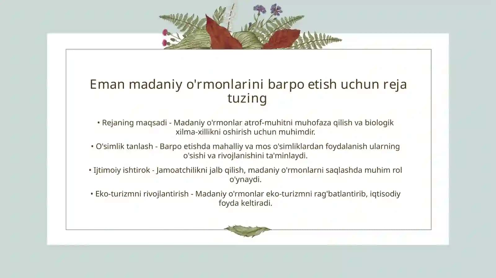 Eman madaniy o'rmonlarini barpo etish 3