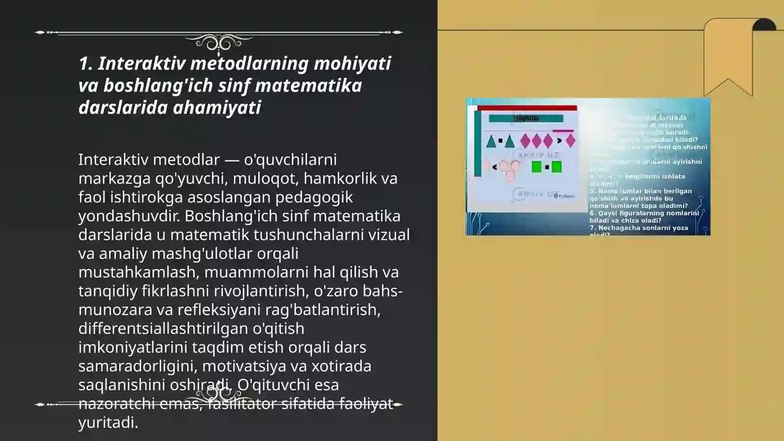 Boshlang'ich sinf matematika darslarida interaktiv metodlardan foydalanish 3
