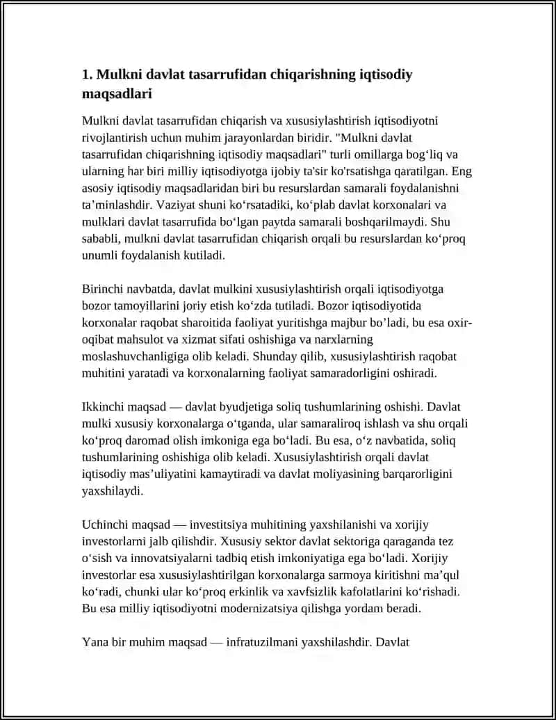 MULKNI DAVLAT TASARRUFIDAN CHIQARISH VA XUSUSIYLASHTIRISH MAQSADI,YÕLLARI VA USULLARI 3