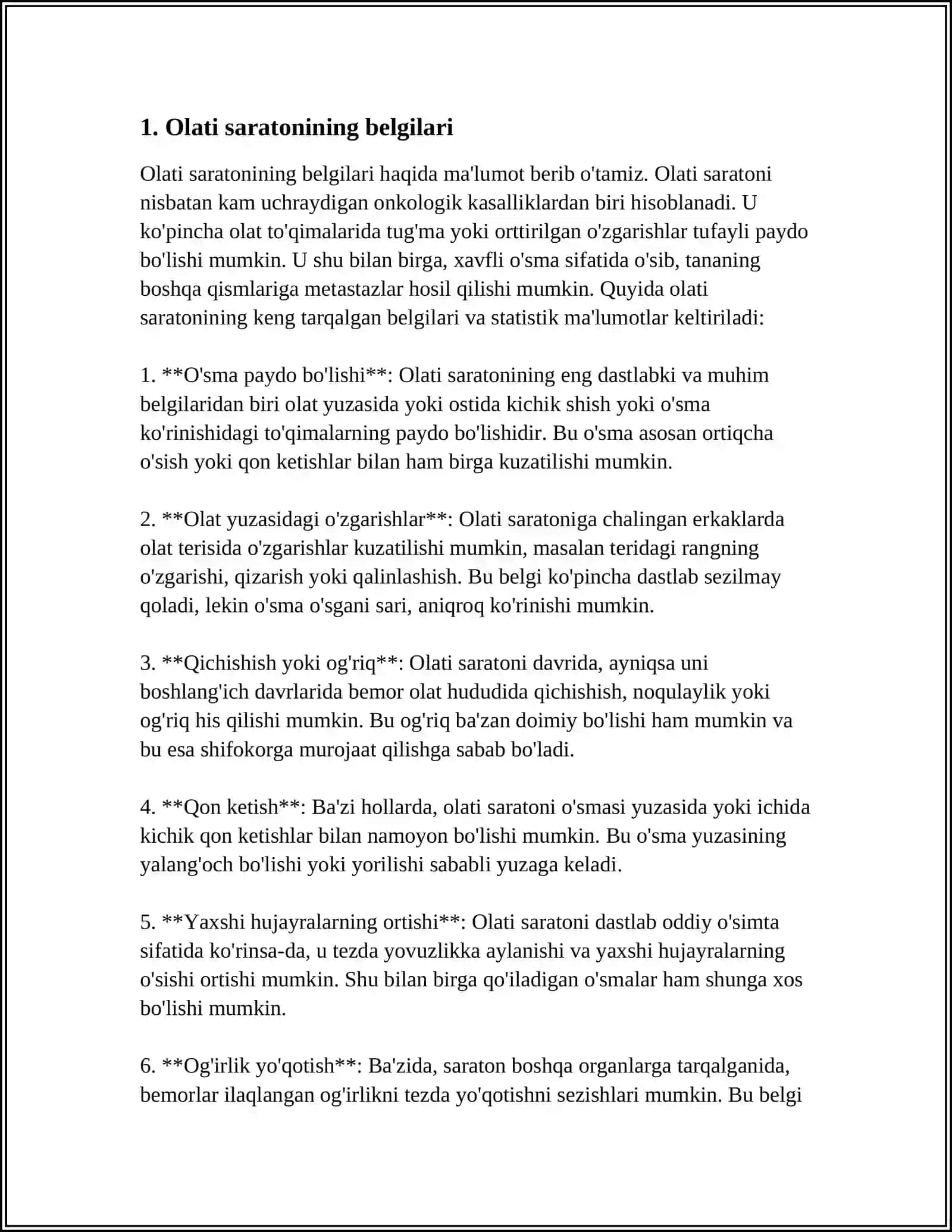 ERKAKLAR JINSIY A’ZOLARI O`SMA KASALLIKLARI: OLAT SARATONI 3