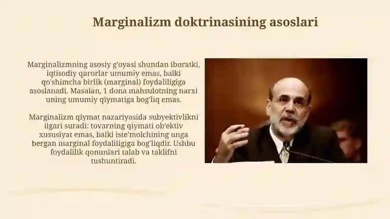 Marginalizm ta'limoti va neoklassik iqtisodiy maktablar 3