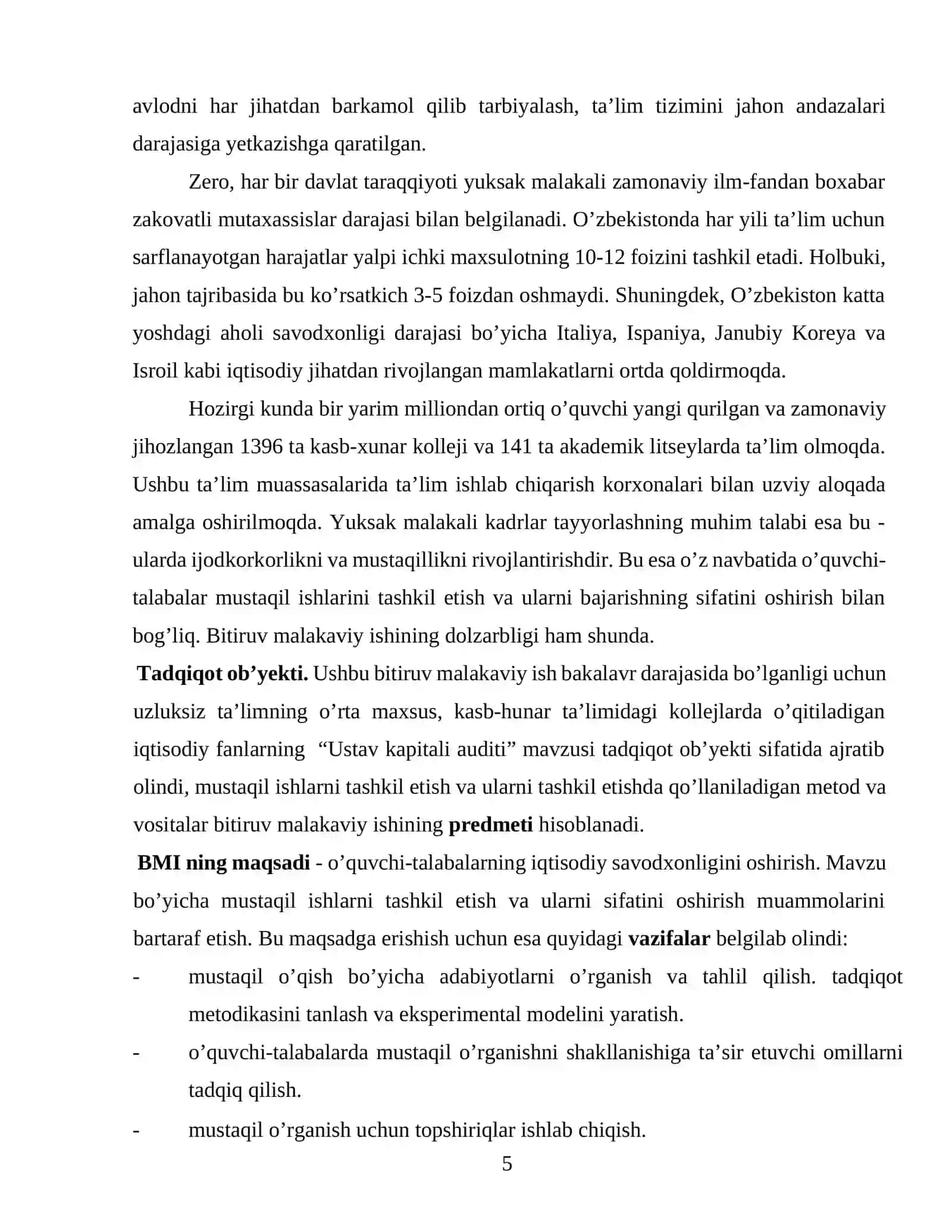 "Ustav kapitali auditi" mavzusini mustaqil o’rganish uchun topshiriqlar ishlab chiqish va qo’llash metodikasi 3