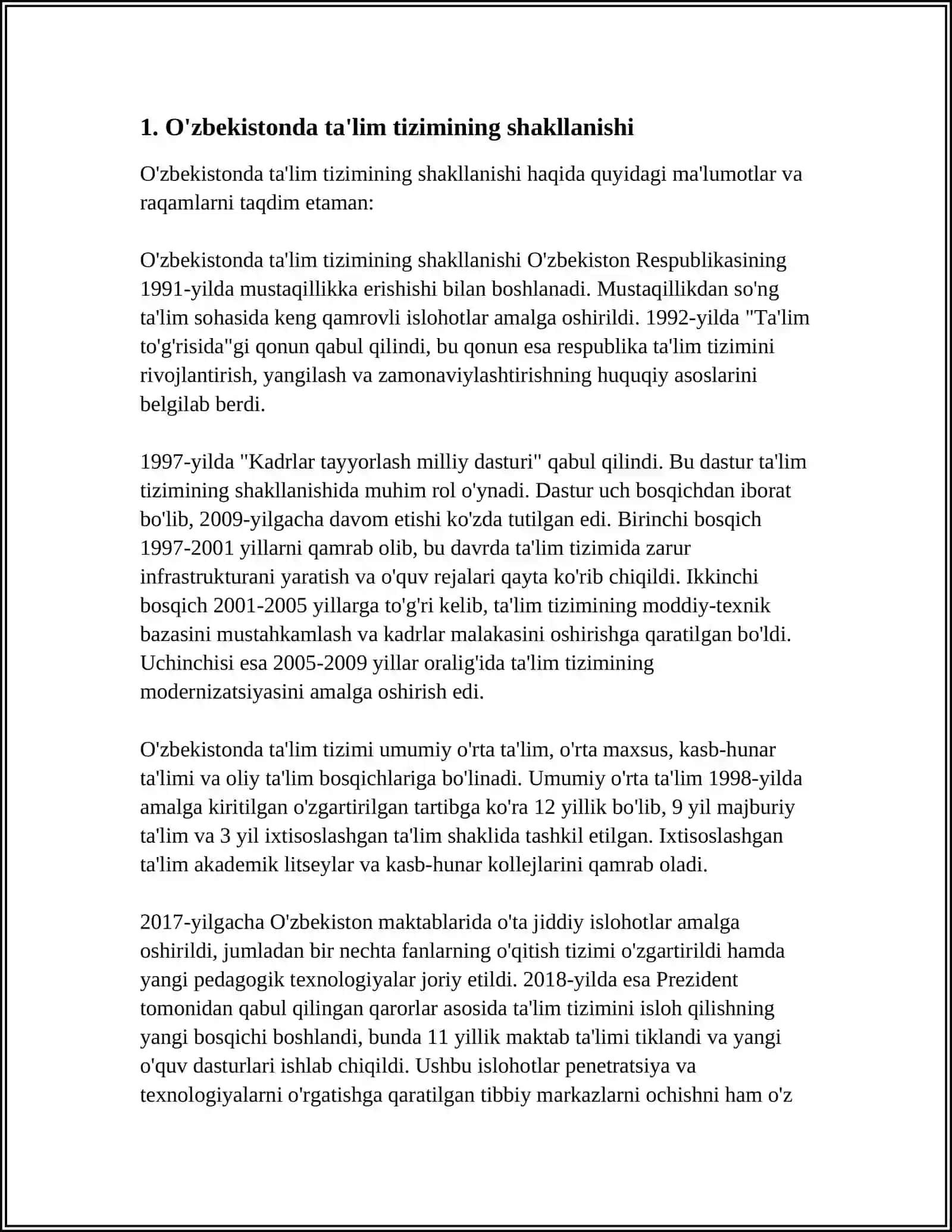 OʻZBEKISTONDA TAʼLIM SOHASINI RIVOJLANTIRISH TARIXI 3