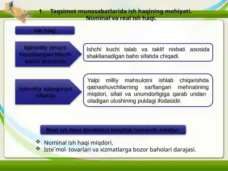 Mehnat munosabatlarining iqtisodiy mazmuni va kasb-avduslarining ro'li 3