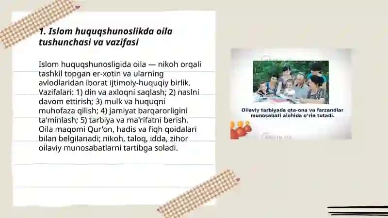 Islom huquqshunoslikda oila tushunchasi va vazifasi 3