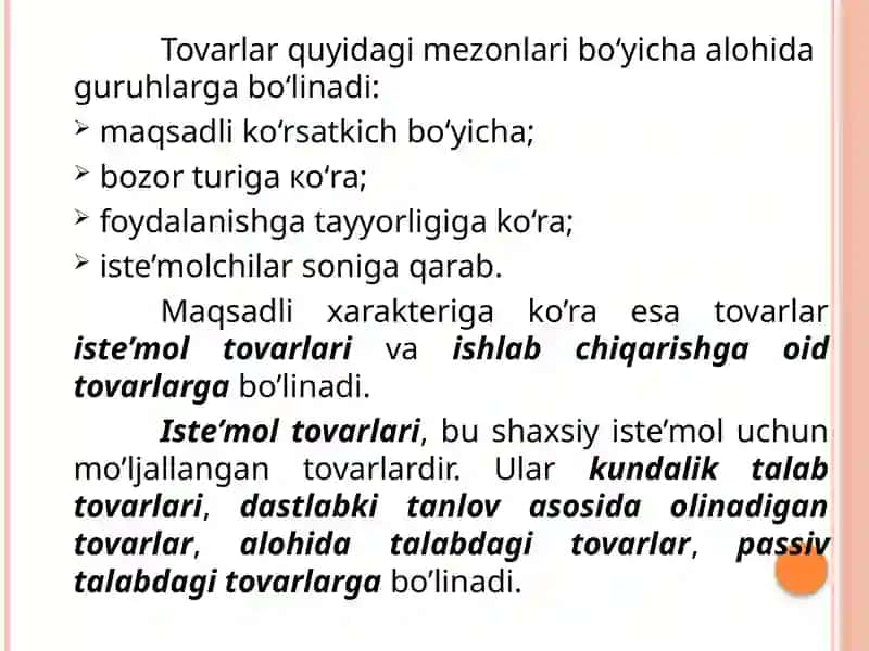 TOVAR VA TOVAR SIYOSATI 3