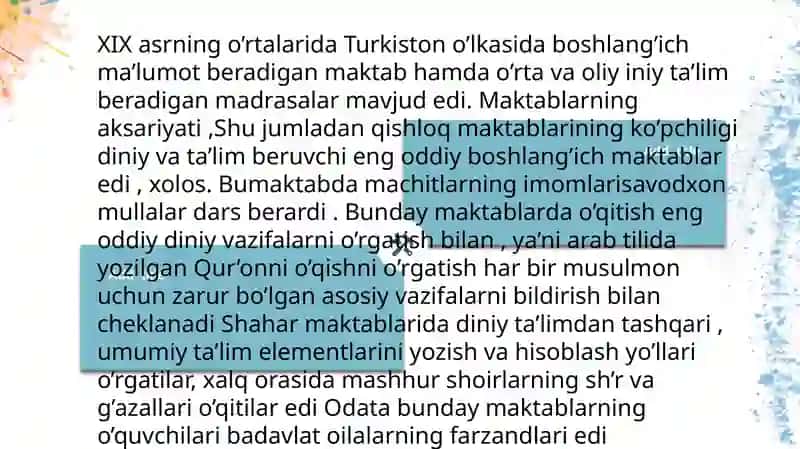 Turkiston o’lkasida diniy-islomiy tarbiyaviy muassasalar va peagogik fikr taraqqiyoti 3