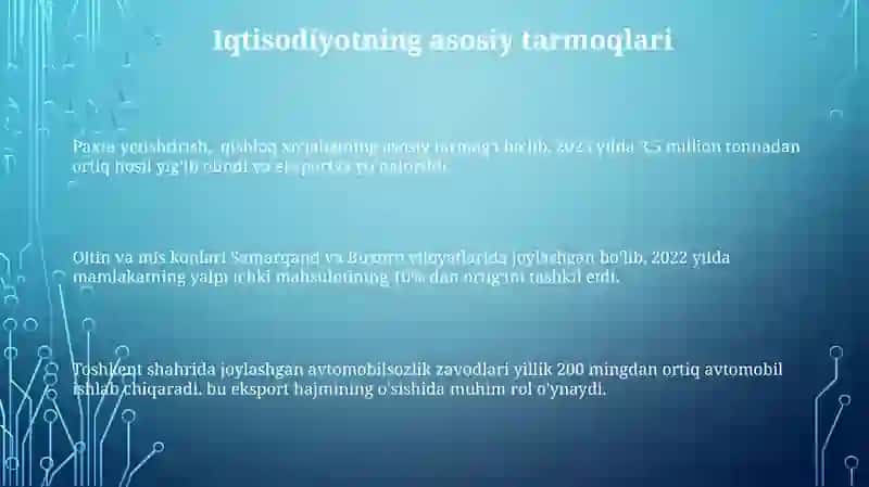 O'zbekiston johon iqtisodiyotni o'rni 3