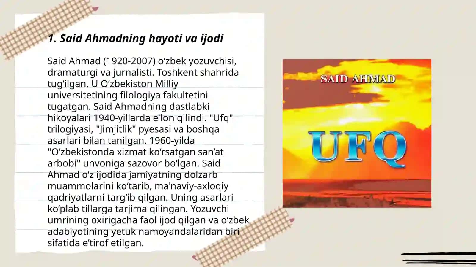 Said Ahmadning Ufq romani 3
