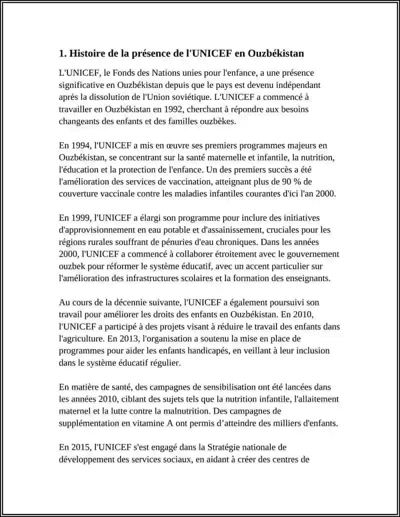 MUSTAQIL ISH: LA PRESENCE DE LʼUNICEF EN OUZBÉKISTAN 3