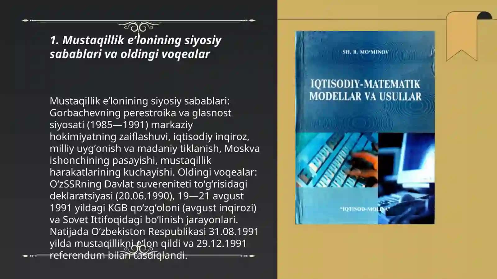 Oʻzbekiston respublikasining mustaqilligini eʼlon qilinishi va uning tarixiy ahamiyati 3