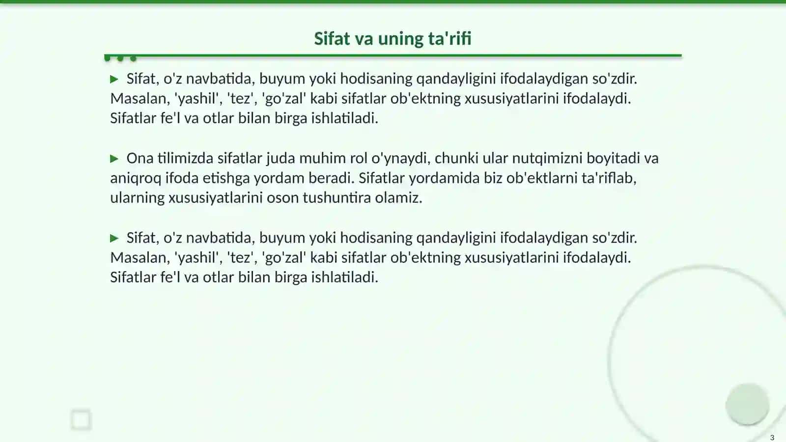 Sifatning ma'no turlari 3