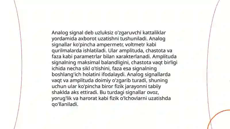 Analog signallar turlari va ularning parametrlari 3