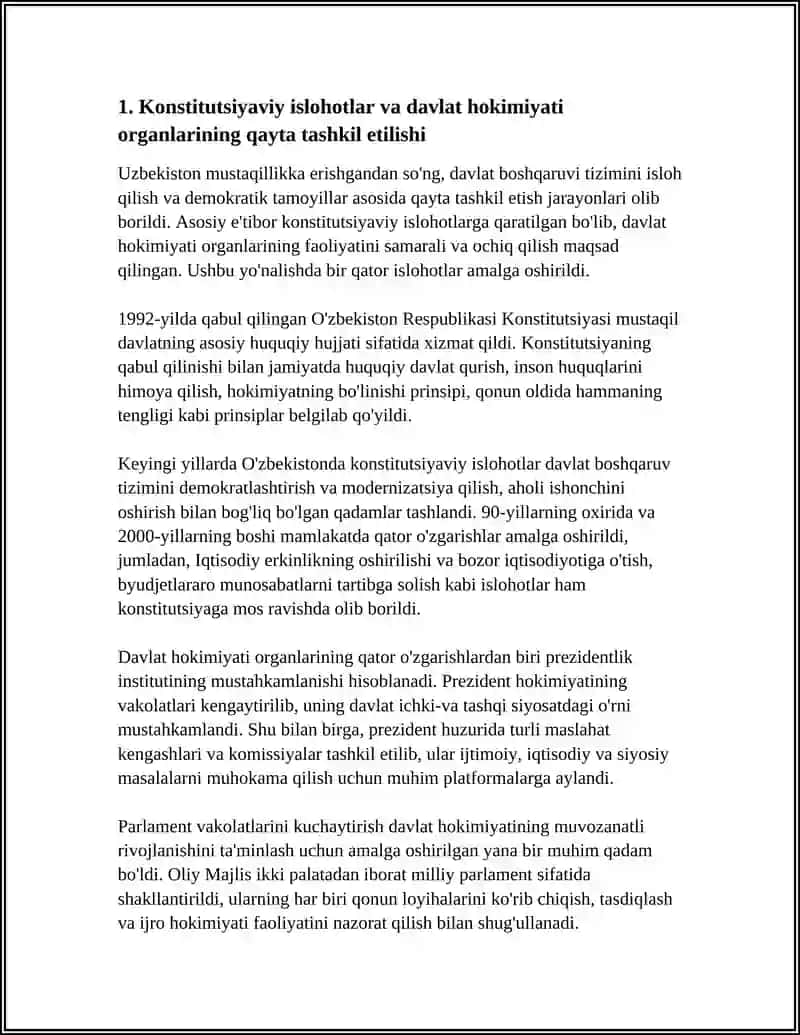 MUSTAQILLIK YILLARIDA DAVLAT BOSHQARUVI TIZIMIDA AMALGA OSHIRILGAN ISLOHOTLAR 3