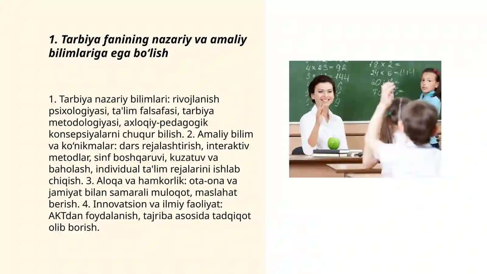 Zamonaviy tarbiya fani o'qituvchisiga qo'yiladigan talablar 3