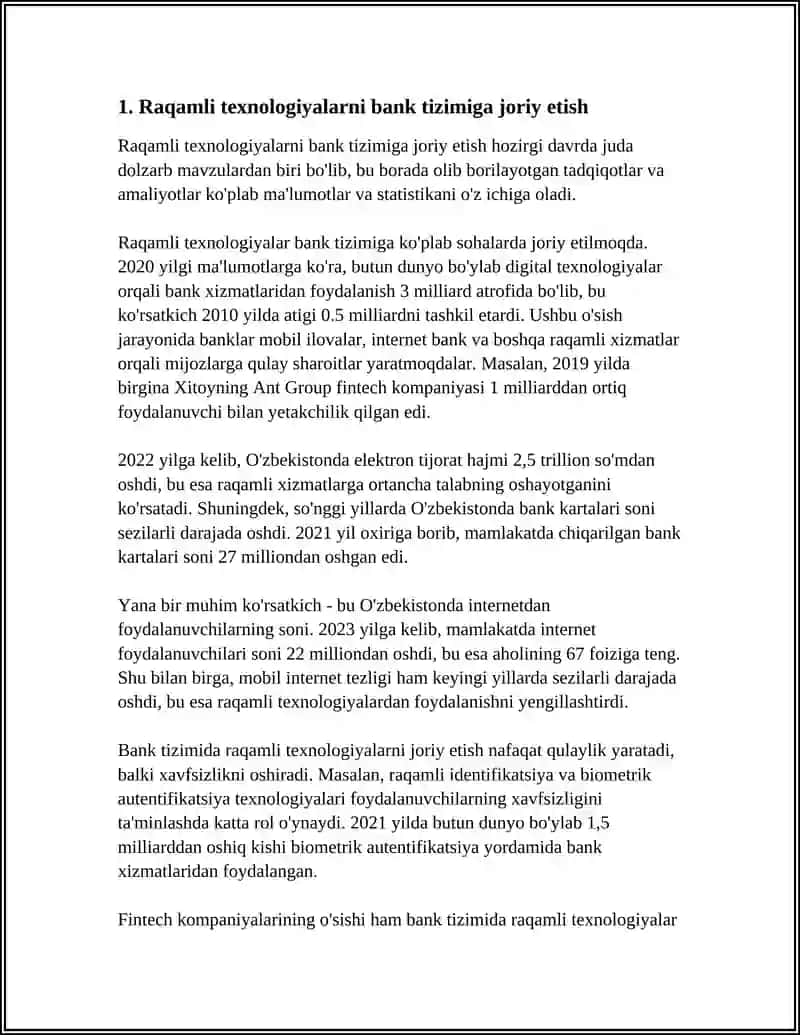 O‘ZBEKISTONDA BANK SEKTORINI RAQAMLAAHTIRISH SAMARADORLIGI 3