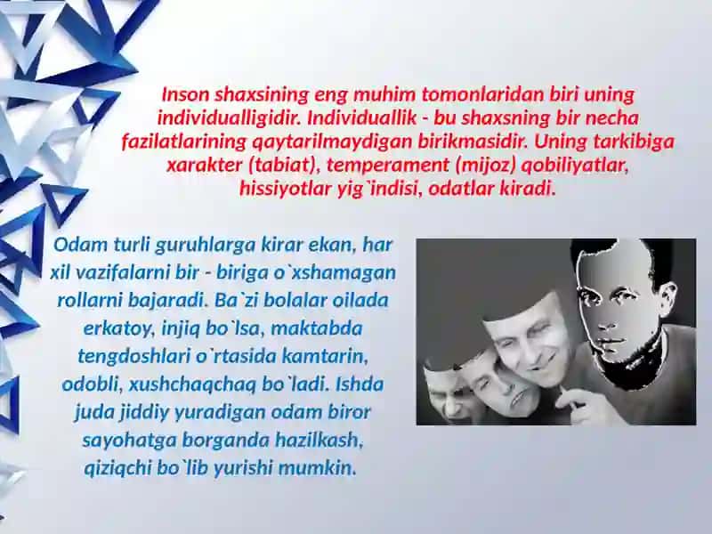 Shaxsning malaka va odatlari 3