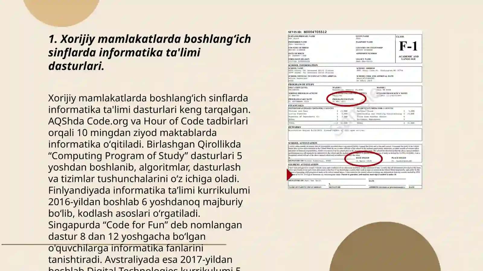 Xorijiy mamlakatlarda va Oʻzbekistonda boshlangʻich sinflarda informatika ta’limining tahlilini oʻtkazish 3