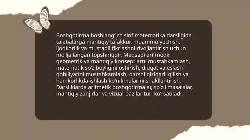 Boshlang'ich sinf matematika darsligida beriladigan boshqotirma va uning turlari 3