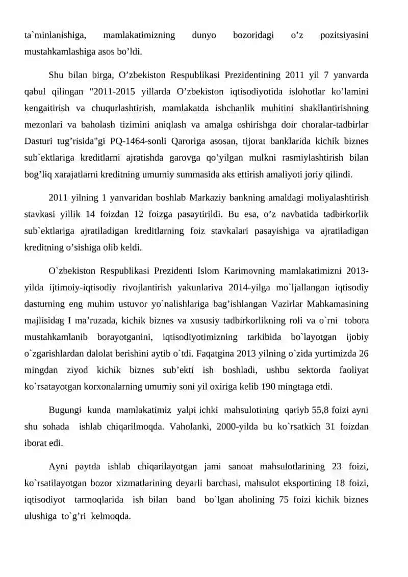 Kichik biznes va xususiy tadbirkorlik faoliyatining aholi daromadlariga ta’sirining o’zgarishi 3