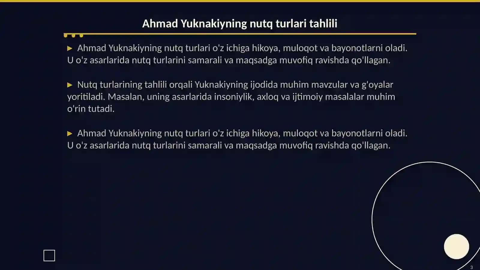 Ahmad Yuknakiyning nutq turlari va shakllari 3