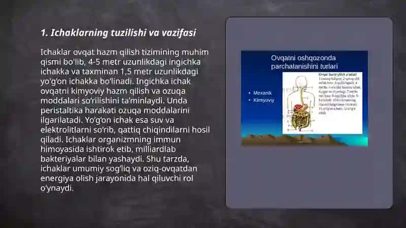 ODAM VA XAYVONLAR INGICHKA VA YOGʻON ICHAGIDA OVQAT HAZM BOʻLISHINI OʻZIGA XOSLIGI 3