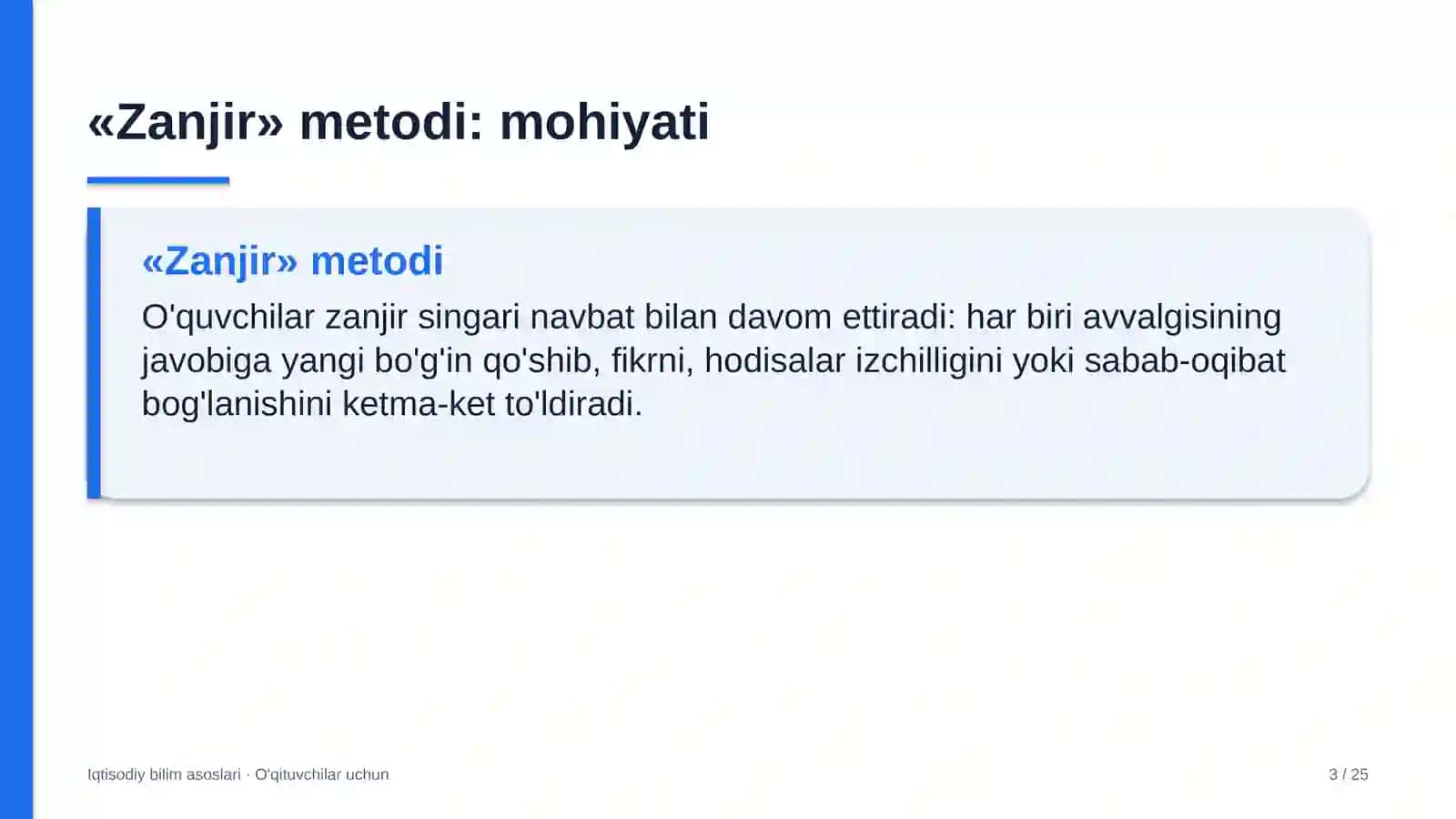 iqtisodiy bilim asoslari darslarida zanjir metodidan foydalanish 3614 3