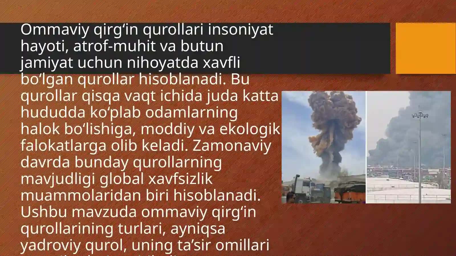 Ommaviy qirg’in qurollarining tasnifi. Jabrlanish o’chog’ining tibbiy taktik tasifi. Yo’qotishlar. Y 3