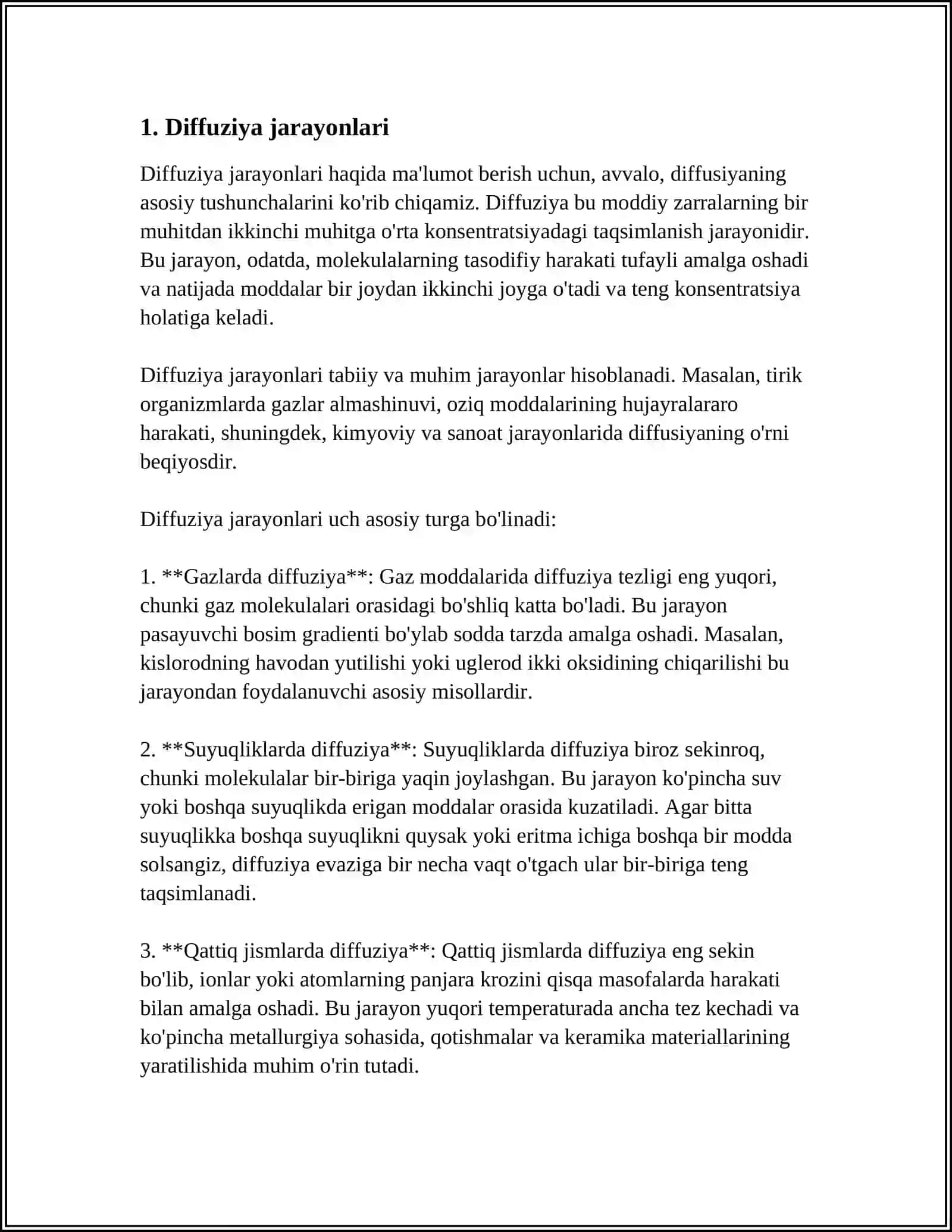 DIFFUZIYA ISSIQLIK OʻTKAZUVCHANLIK VA QOVUSHQOQLIK, FAZAVIY OʻTISHLAR 3