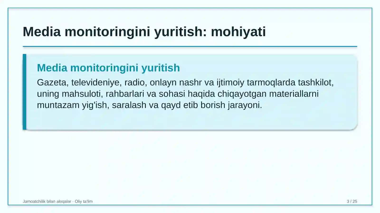 nashriyotlarda media monitoringini yuritish 9948 3