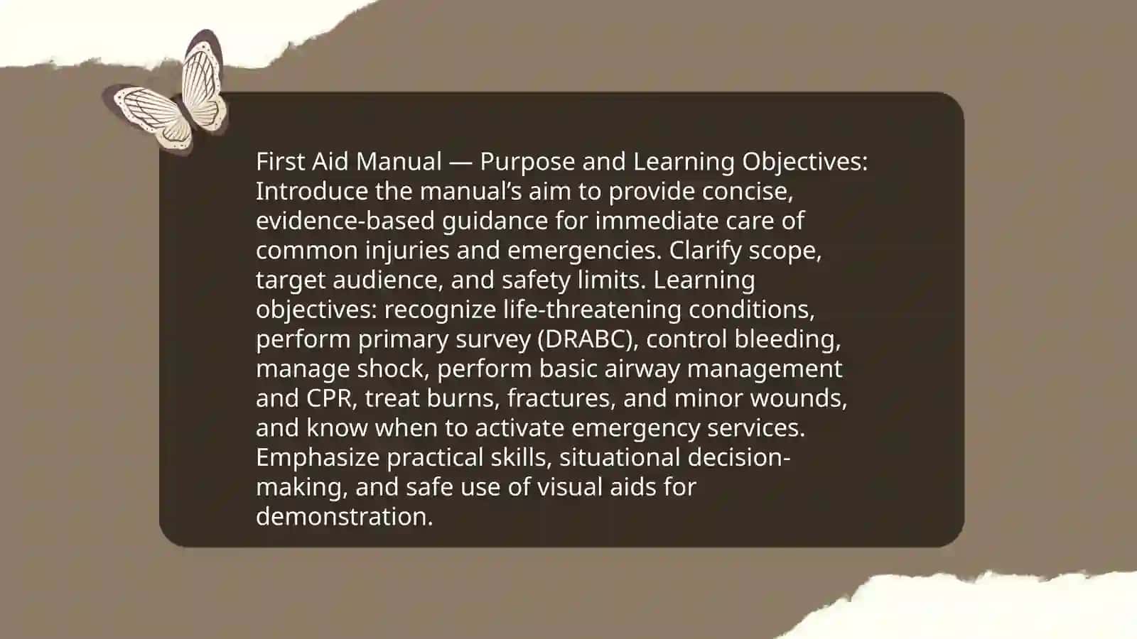 First Aid Manual — Purpose and Learning Objectives 3