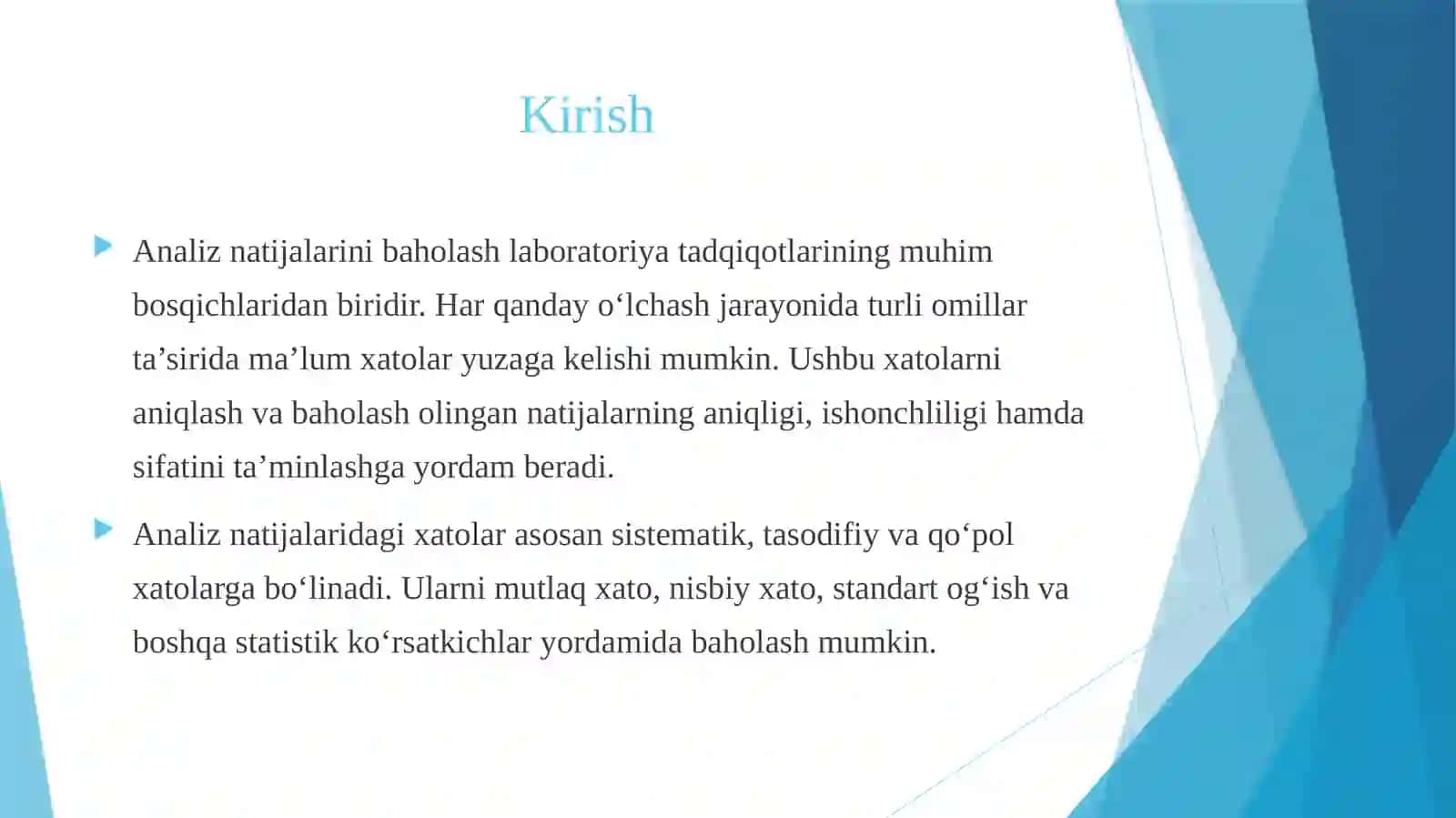 Analiz natijalarini baholash 3