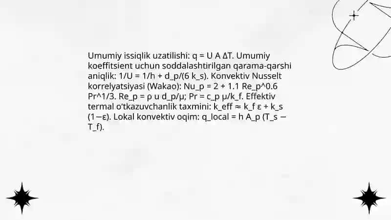 Harakatchan qattiq nasadkali qatlamda issiqlik almashinishi 3