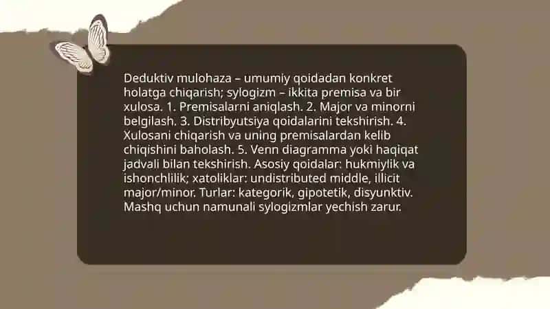 Mantiqiy fikrlashga oid masalalar ustida ishlash(ishlash) Nasimova (Erkinova) Tillaxon 3