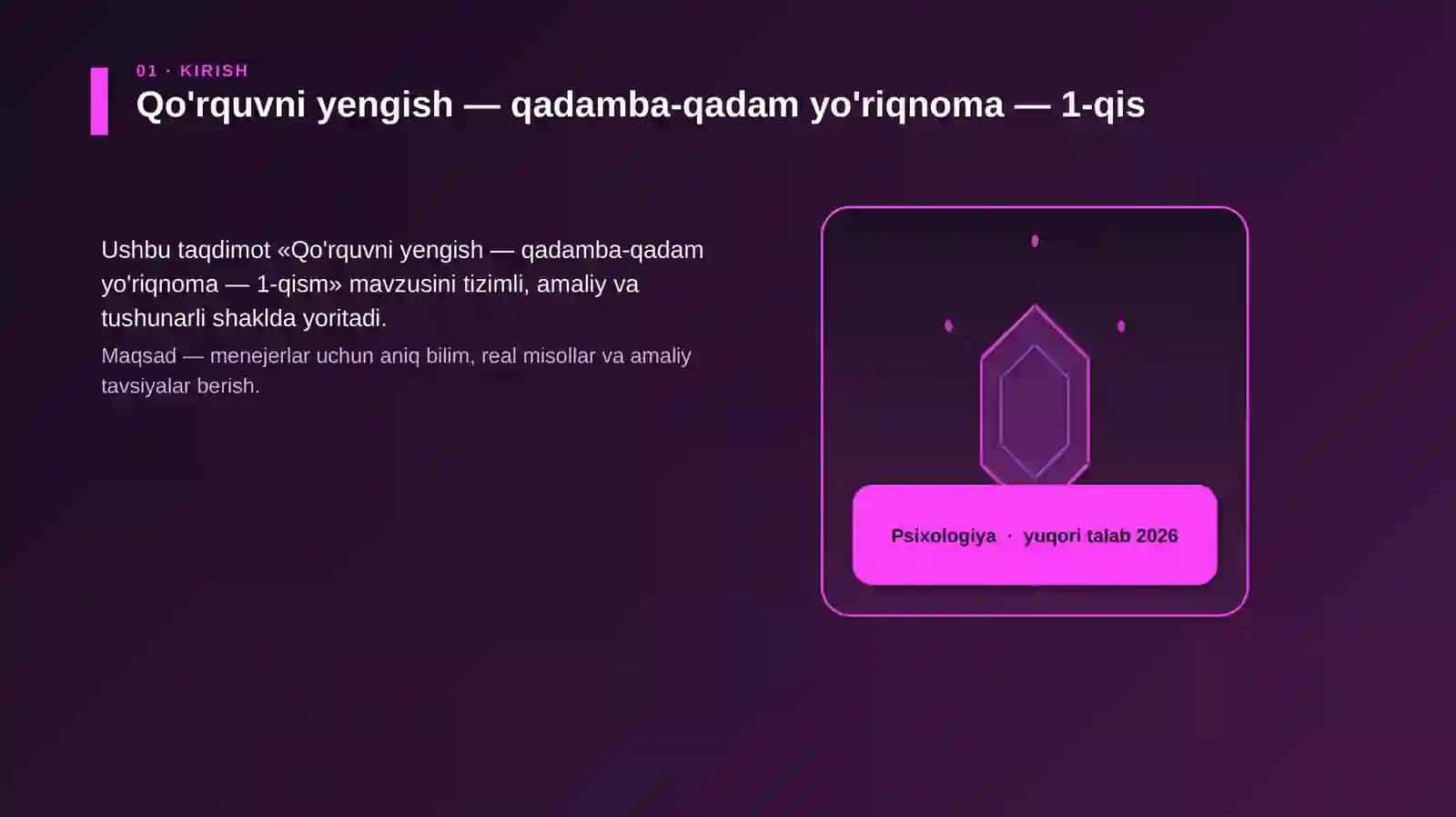 Qo'rquvni yengish — qadamba-qadam yo'riqnoma — 1-qism 3