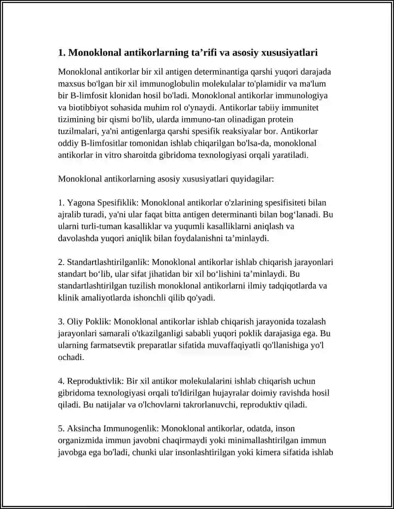MONOKLONAL ANTITELOLAR, OLISH USULLARI VA TIBBIYOTDA QO‘LLANILISHI 3