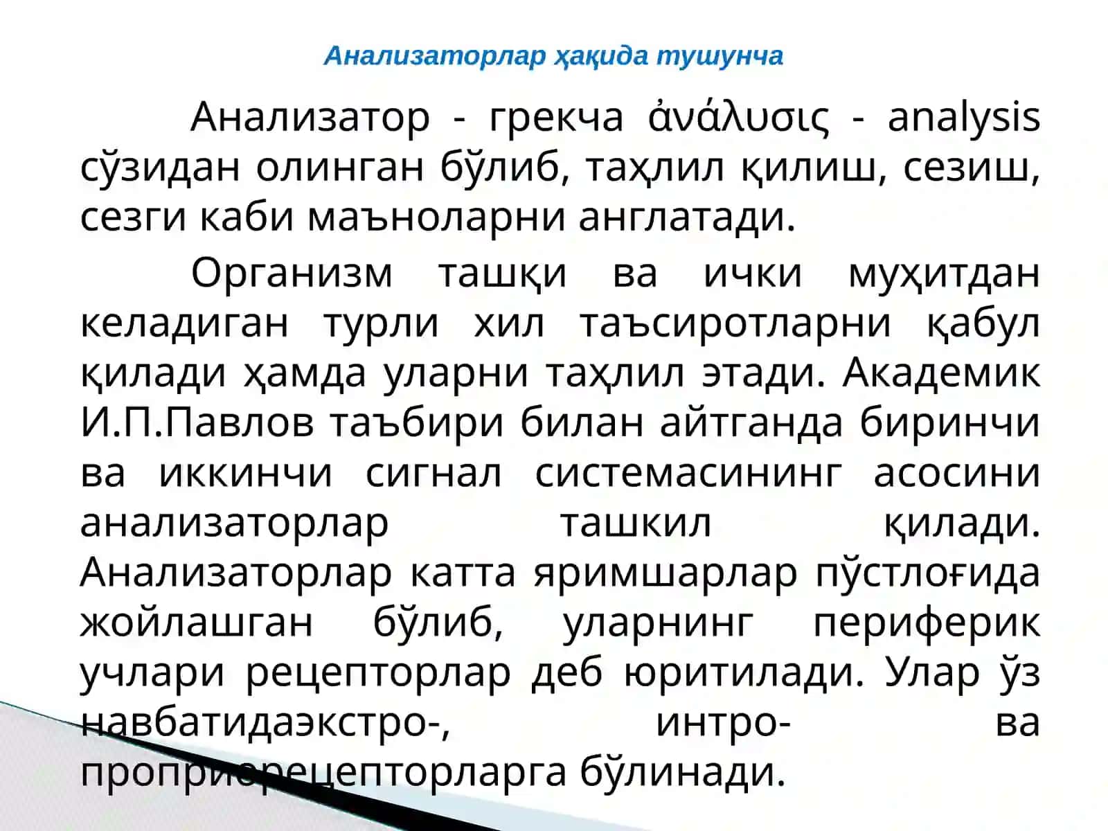 АНАЛИЗАТОРЛАРНИНГ ТУЗИЛИШИ ВА АҲАМИЯТИ 3